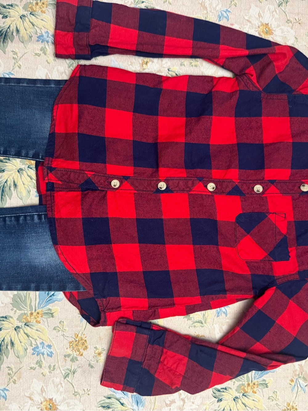 Cat & Jack Red and Navy Buffalo Plaid Button-Up Shirt